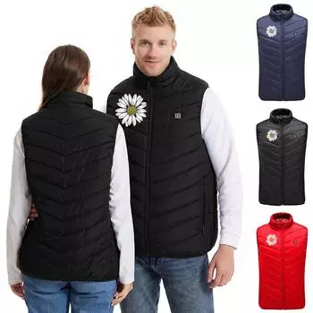 Мужская и женская мода повседневный теплый умный обогреваемый печатный жилет L чёрный