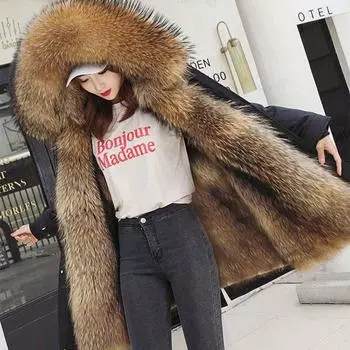 Мужская и женская модель 2024 года, зимний тренчкот Pie Over, мужская, средней и длинной длины, с подкладкой из искусственного меха лисы, со съемным мехом M