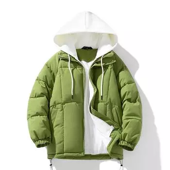 Мужская и женская модная брендовая ветрозащитная водонепроницаемая куртка с хлопковой подкладкой, свободная зимняя каникула, два больших толстых платья с капюшоном для пар S белый