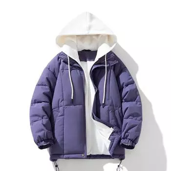 Мужская и женская модная брендовая ветрозащитная водонепроницаемая куртка с хлопковой подкладкой, свободная зимняя каникула, два больших толстых платья с капюшоном для пар M розовый
