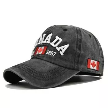 Мужская и женская модная кепка с буквами CANADA Letters Baseball Cap Универсальная хлопковая бейсболка чёрный