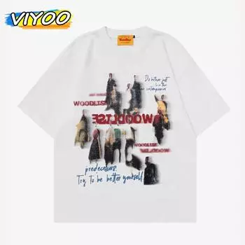 Мужская и женская модная летняя одежда, хлопковые футболки с принтом, футболки с короткими рукавами, топы, блузки для мужчин, уличная одежда XL белый