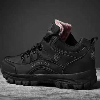 Мужская и женская модная обувь с высоким берцем для походов, плюшевая теплая хлопковая обувь, обувь для инструментов, уличные зимние ботинки 36 чёрный