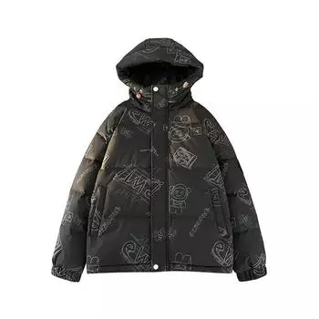 Мужская и женская модная полосатая универсальная белая куртка-пуховик 90-х годов для подростков, теплая повседневная куртка M