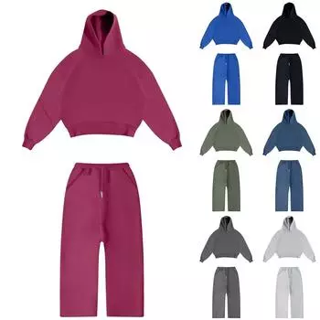 Мужская и женская модная повседневная универсальная повседневная толстовка с капюшоном, толстовка с брюками, двухкомпонентный повседневный костюм-толстовка L чёрный