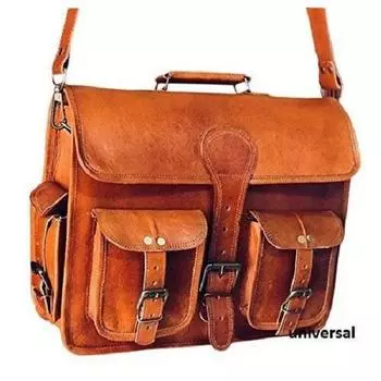 Мужская и женская натуральная винтажная кожаная сумка-портфель для ноутбука-мессенджера 15 x 10 x 5 in коричневый