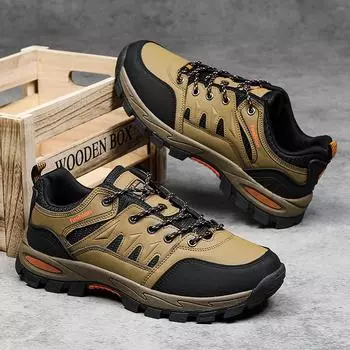 Мужские низкие походные ботинки с противоскользящей подошвой, износостойкие, большие размеры 39-47 39 коричневый