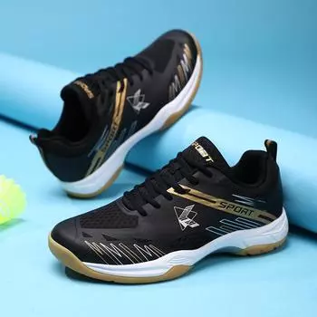 Мужская и женская обувь для бадминтона, обувь для настольного тенниса для пар, кроссовки для волейбола, повседневная обувь с противоскользящим покрытием 36 синий/белый