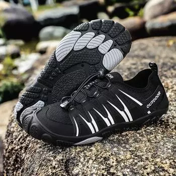 Унисекс быстросохнущие ботинки для речного треккинга: Легкие, с толстой подошвой, дышащие. 39 черный серый