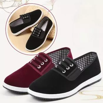 Мужская и женская обувь из многослойной ткани, дышащий вельвет, эластичная лента, сухожильная подошва, износостойкая, легкая и нескользящая 36 чёрный