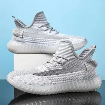 Мужская и женская обувь, модные тенденции, дышащая спортивная обувь с плетением из мух, корейская версия, повседневная обувь на желейной подошве из кокоса 35