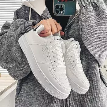 Мужская и женская обувь Нескользящая обувь Модная обувь Кожаная обувь Дышащая повседневная обувь Белые туфли Обувь для мальчиков и девочек Студенческая обувь 44 чёрный