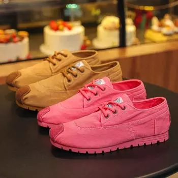 Мужская и женская обувь, однотонные парусиновые туфли на плоской подошве с низким вырезом, коричневая повседневная текстильная поношенная обувь с круглым носком 35