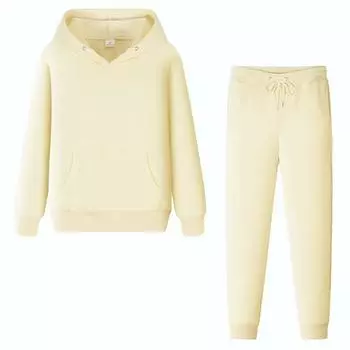 Мужская и женская однотонная толстовка с длинными рукавами + брюки, осенне-зимний уличный наряд в сочетании с комплектом спортивной одежды и брюк. S