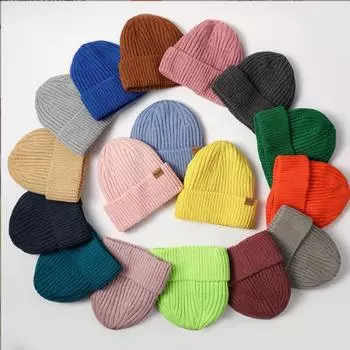 Мужская и женская осенне-зимняя ветрозащитная и теплая однотонная вязаная шапка в стиле колледжа из бархата с вышивкой