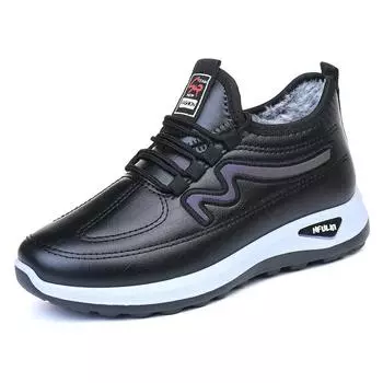 Мужская и женская осенняя удобная и модная хлопковая обувь с утолщенным плюшевым утеплителем и противоскользящей мягкой подошвой 44 чёрный