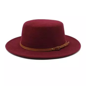 Мужская и женская парная шляпа британская классическая ретро шерстяная плоская шляпа большая шляпа с карнизом Lmn0110 M56-58cm светло-коричневого