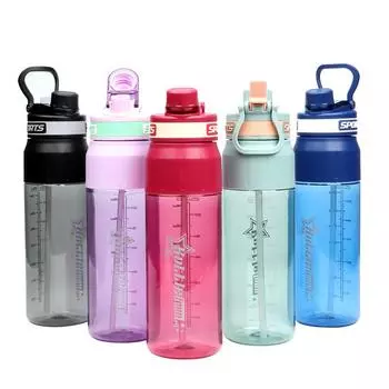 Мужская и женская пластиковая чашка для воды очень большой емкости, космическая чашка, портативная студенческая спортивная чашка для воды, которую можно пить, прямо соломенный напиток 1000ml чёрный