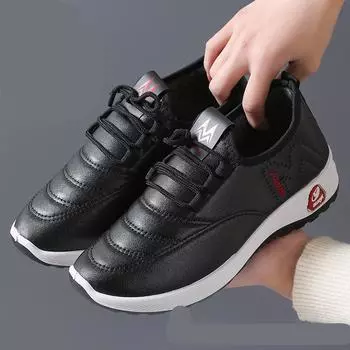 Мужская и женская плюшевая и толстая водонепроницаемая и износостойкая спортивная хлопковая обувь 44 чёрный