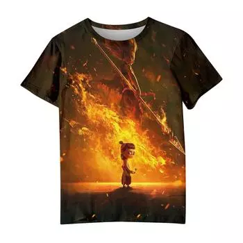 Мужская и женская повседневная свободная футболка с принтом, круглый вырез, пуловер, топ с короткими рукавами L чёрный