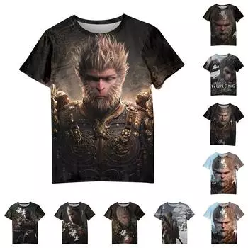 Мужская и женская повседневная свободная футболка с принтом, пуловер с v-образным вырезом и короткими рукавами M