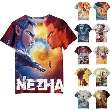 Мужская и женская повседневная свободная футболка с принтом, круглый вырез, пуловер, топ с короткими рукавами L синий