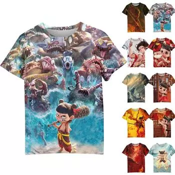 Мужская и женская повседневная свободная футболка с принтом, круглый вырез, пуловер, топ с короткими рукавами L чёрный