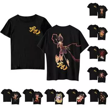 Мужская и женская повседневная свободная футболка с принтом, круглый вырез, пуловер, топ с короткими рукавами L чёрный