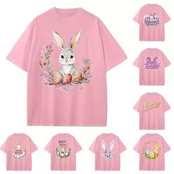 Мужская и женская повседневная свободная футболка с принтом, круглый вырез, пуловер, топ с короткими рукавами L синий