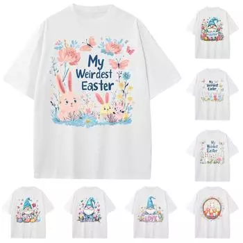 Мужская и женская повседневная свободная футболка с принтом, круглый вырез, пуловер, топ с короткими рукавами L синий