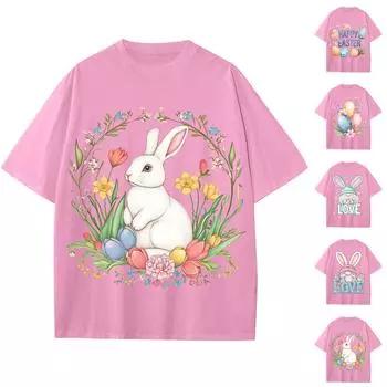 Мужская и женская повседневная свободная футболка с принтом, круглый вырез, пуловер, топ с короткими рукавами L синий