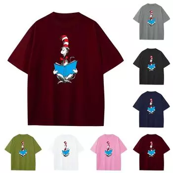 Мужская и женская повседневная свободная футболка с принтом, круглый вырез, пуловер, топ с короткими рукавами L чёрный