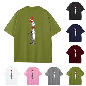 Мужская и женская повседневная свободная футболка с принтом, круглый вырез, пуловер, топ с короткими рукавами XXL тёмно-синий