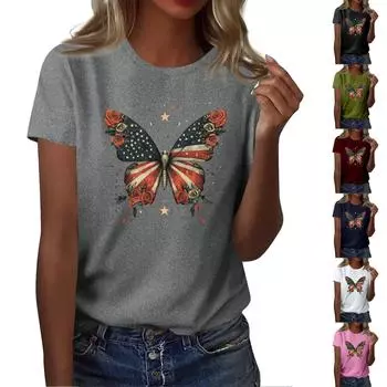 Мужская и женская повседневная свободная футболка с принтом, круглый вырез, пуловер, топ с короткими рукавами XL тёмно-синий