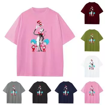 Мужская и женская повседневная свободная футболка с принтом, круглый вырез, пуловер, топ с короткими рукавами XXXXXL