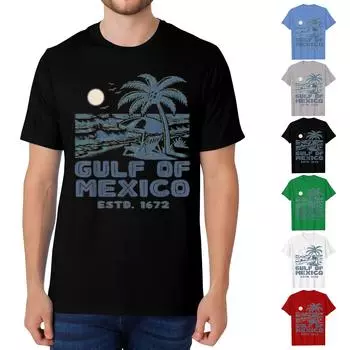 Мужская и женская повседневная свободная футболка с принтом в стиле винтажного залива, пуловер с круглым вырезом и коротким рукавом L чёрный