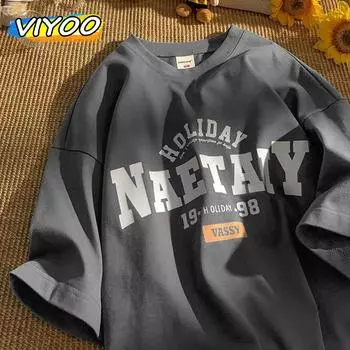 Мужская и женская простая свободная футболка с короткими рукавами, футболка большого размера, Harajuku, мужская одежда Y2k, корейская одежда с рисунком, толстовки M серый