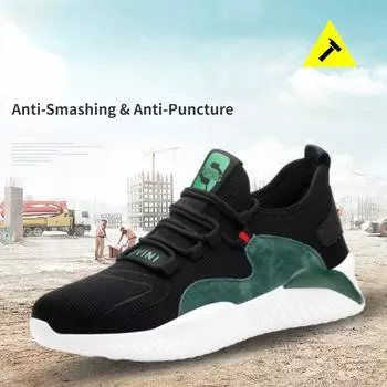 Мужская и женская рабочая обувь. Защитные ботинки со стальным носком. Противоударная спортивная обувь европейского стандарта. Защитная обувь. 37 чёрный/красный