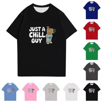 Мужская и женская рубашка с круглым вырезом и короткими рукавами L чёрный