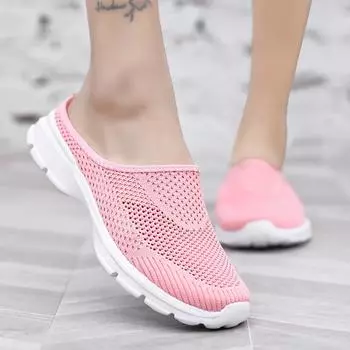 Мужская и женская сетчатая обувь без каблука с половиной чашки, ультралегкая, очень большая повседневная обувь для пар 35 чёрный