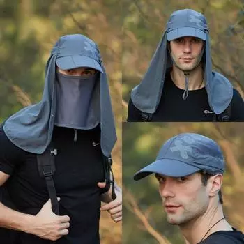 Мужская и женская шаль, шляпа от солнца, защита от солнца, быстросохнущая шапка, альпинистская шапка, летняя складная бейсболка серый