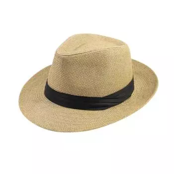 Мужская и женская шляпа от солнца, пляжная летняя шляпа от солнца Fedora Panama, соломенная кепка Trilby с широкими полями L (58-60cm) хаки