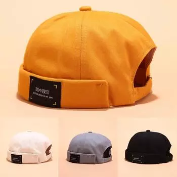 Мужская и женская шляпа, повседневная однотонная шляпа моряка-механика без полей Free бежевый