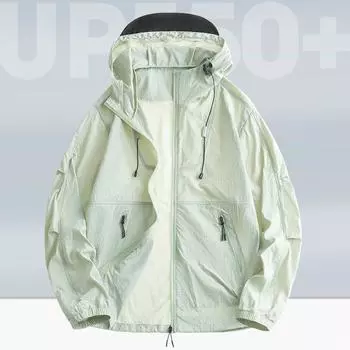 Мужская и женская солнцезащитная одежда Ice Silk Breathable Skin ветровка куртка летняя рыболовная УФ-защита с капюшоном S