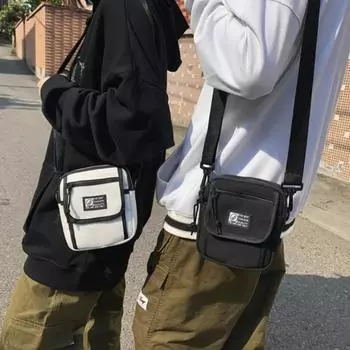 Мужская и женская студенческая парусиновая сумка через плечо, уличная маленькая сумка-мессенджер для студентов, корейские сумки через плечо унисекс в стиле Харадзюку, кошельки для телефонов