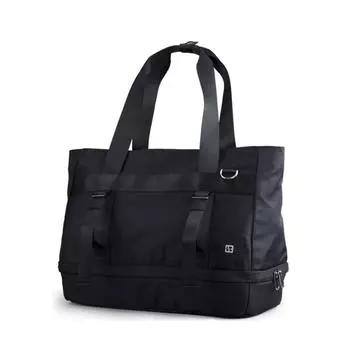 Мужская и женская сумка через плечо Winking Black KS3613W Черная водонепроницаемая складная дорожная сумка с сумкой для обуви и зарядкой через USB, оригинальный дизайн чёрный