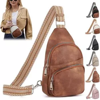 Мужская и женская сумка через плечо, женская сумка через плечо, однотонная сумка через плечо с защитой от кражи, нагрудная сумка для повседневных путешествий, школы, офиса коричневый/чёрный