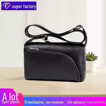 Мужская и женская сумка-мессенджер из натуральной кожи - повседневная сумка из коровьей кожи в корейском стиле No. 6 frame чёрный