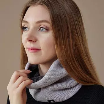 Мужская и женская теплая однотонная шейная повязка на шею для пары, вязаная шерстяная с флисовой подкладкой, на осень-зиму, универсальная One size