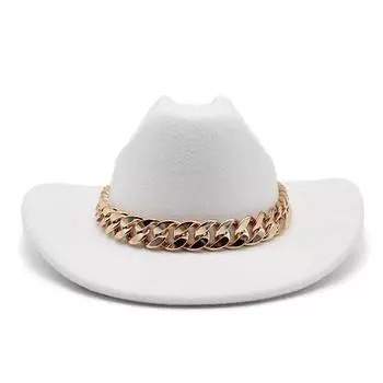 Мужская и женская толстая цепочка с большим карнизом, модная шляпа с плоскими полями, британская завитая шерстяная джазовая шляпа M56-58cm красный